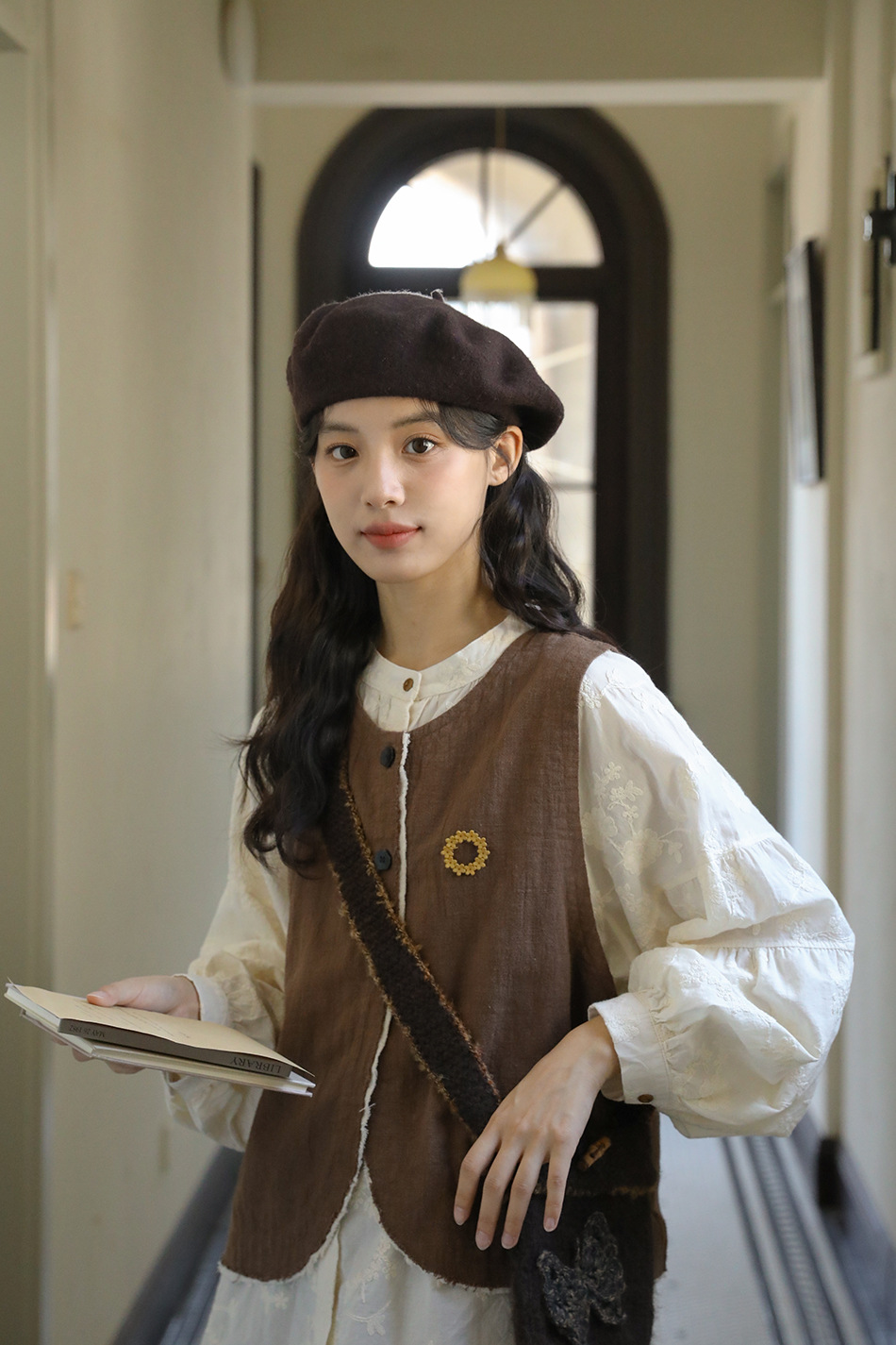 Real Shot: Japanese-style Design, Elaborate Embroidery, Pure Cotton Women's Shirt, Spring French Vintage High-end Shirt_ecoleips.com