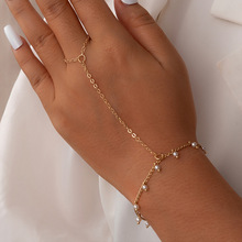 BZ1610跨境欧美手链戒指一体套链女饰品珍珠米珠彩色玻璃女首饰套