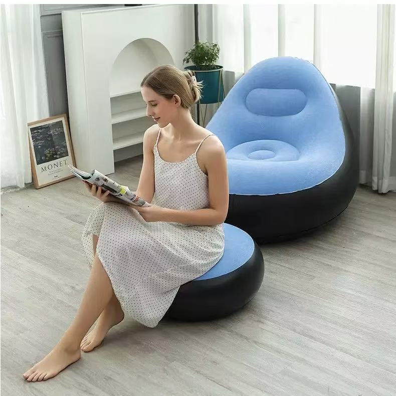 Sofá inflable perezoso para acostarse al aire libre dormitorio individual balcón ocio al aire libre dormitorio de campamento multifuncional grueso