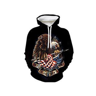 Autumn and winter cross-border Europe and the United States new eagle personality pattern 3D digital printing men's hooded sweater casual loose