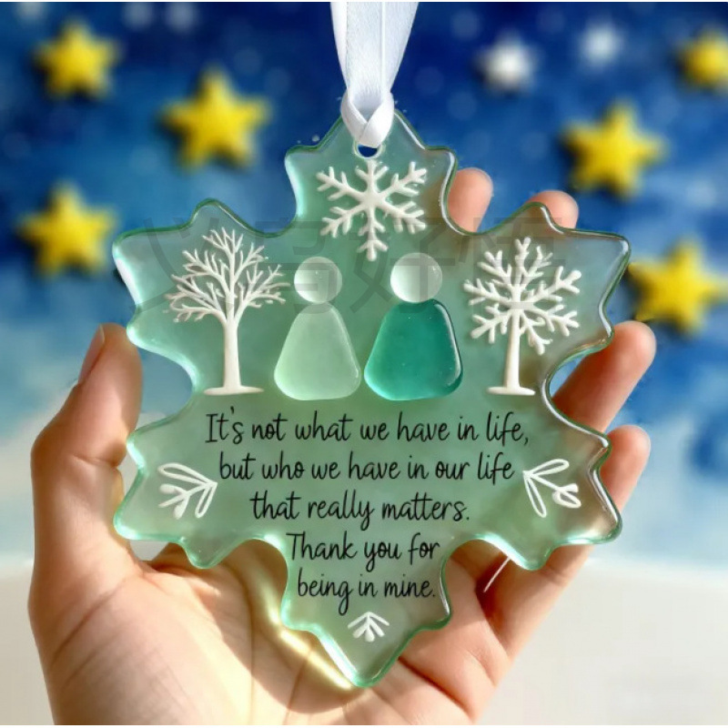 跨境新款 Snowflake Shaped Sea Glass Friendship Ornament|undefined