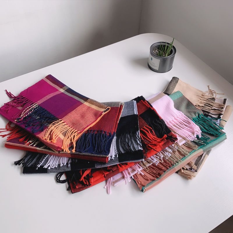 Baby autumn children's classic plaid scarf for boys and girls, tassel extended scarf, winter_voghion.com