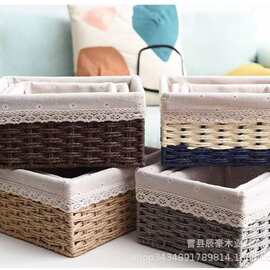 草编收纳筐编织布艺桌面杂物玩具钥匙收纳篮化妆品收纳篮零食筐