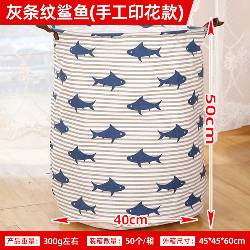 Posta gratuita impresa a mano gran cesto plegable de lavandería casera de dibujos animados tela cesto de lavandería sucia cubículo de almacenamiento