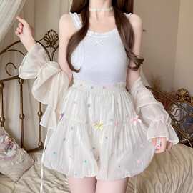 2024夏立体小糖豆软妹花苞裤温柔甜妹纯欲蝴蝶结日系仙女感短裤