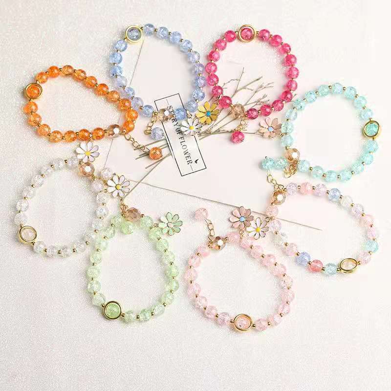 17g Weight Bracelets Classification 1 Piece Quantity Daily Occasion Crystal Material Chrysanthemum Pattern Women'S Gender Beaded Design Fashion Style 1 Piece Fashion Chrysanthemum Crystal Beaded Women's Bracelets 1