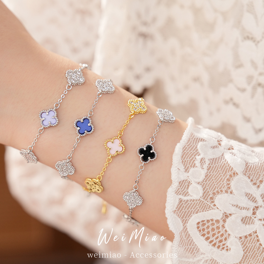 Medieval vintage zircon floreciente pulsera de hierba lujosa pulsera de nicho alta sensación de personalidad retro pulsera