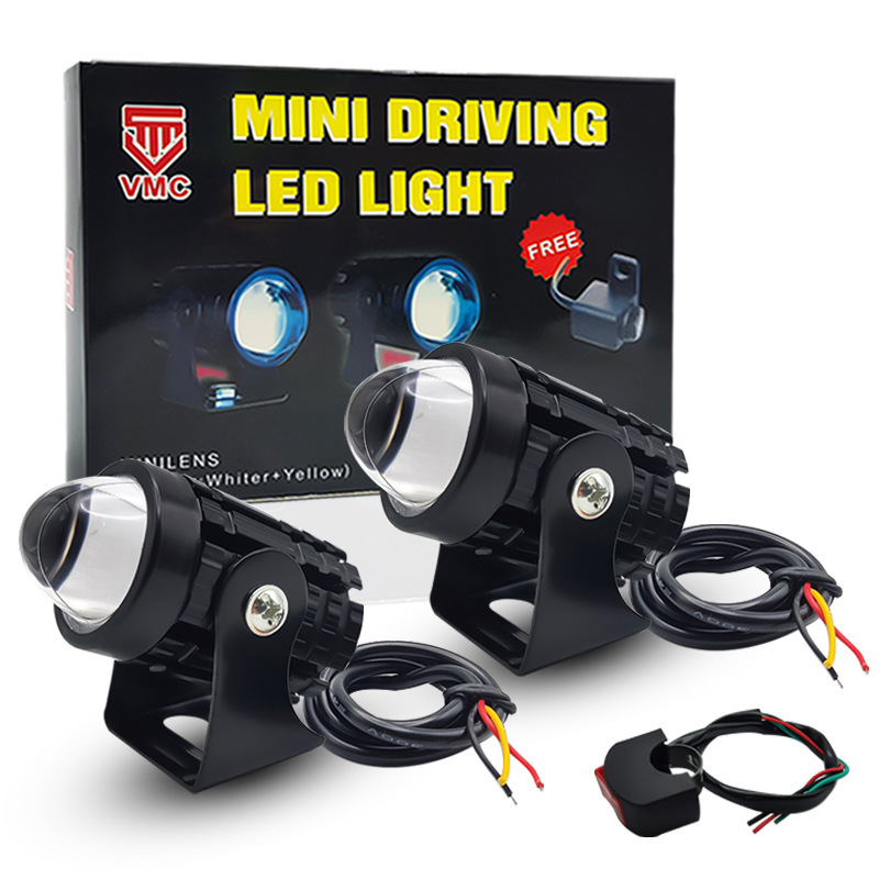 Motuoche 12-80V Motorcycle Spotlight Headlight Waterproof Super Bright LED Dual Color (Motorcycle headlights, headlights) - single-12-80v