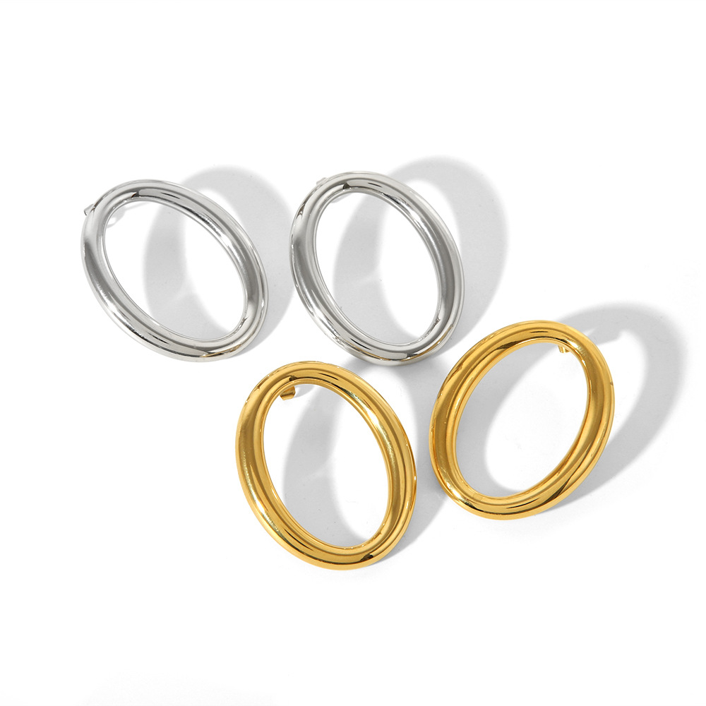 1 Pair IG Style Simple Style O-Shape Plating 316L Stainless Steel  18K Gold Plated Ear Studs display picture 6