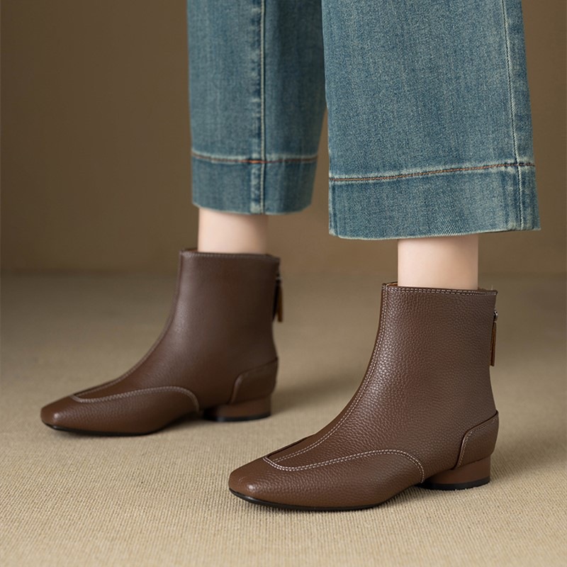 Otoño y invierno nuevas botas cuadradas de talón grueso temperamento de mujer Chelsea retro francesa botas de cuero suave estilo británico Martin image 8