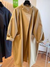 欧货爆款高级立领2024春季大码女装休闲宽松中长款小个子风衣外套