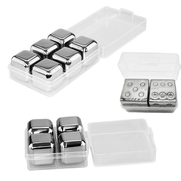 304 cubo de hielo de acero inoxidable de hielo congelado rápido hockey sobre hielo fábrica directa de metal creativo vino tinto partículas de hielo whisky vino de hielo piedra