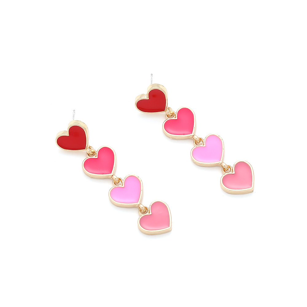 1 Pair Simple Style Heart Shape Enamel Zinc Alloy Drop Earrings display picture 4