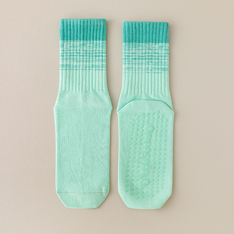 Calcetines deportivos de mujer de tamaño medio de tela de goma anti-deslizante de interior, suelo profesional de goma anti-deslizante sin hueso, calcetines de algodón peinados
