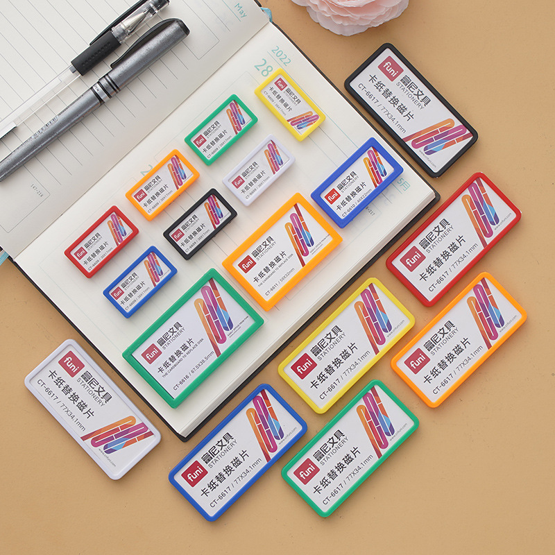 Funi Multi-Size Cardstock Replacement Magnetic Sheets Factory Office Card K-Sheet Replacement Labels, Colorful Magnetic Whiteboard Card Holders