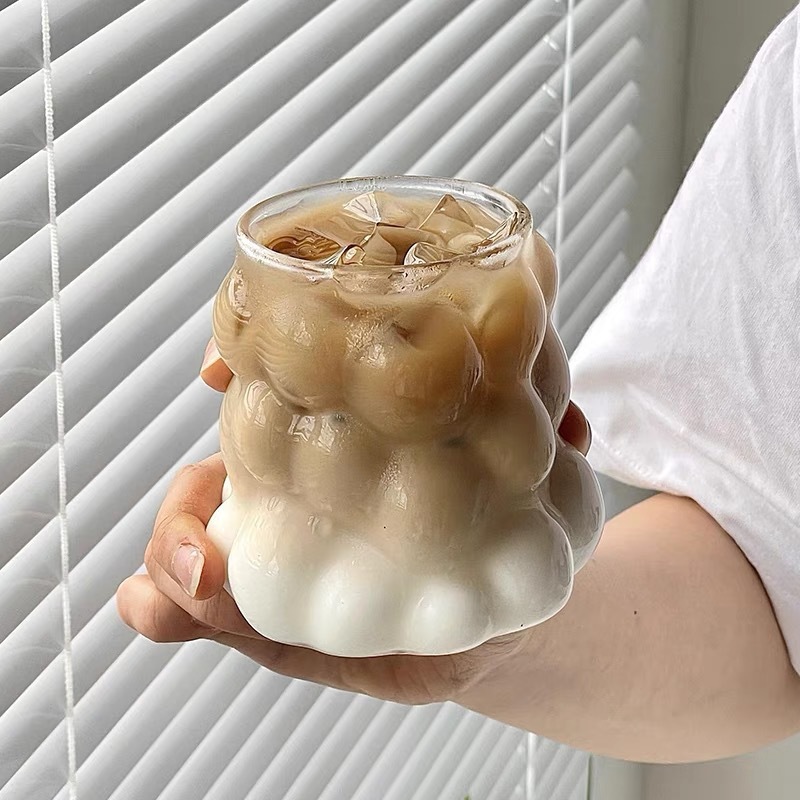 Taza de uva con paja con cubierta de madera de uva de una sola capa de forma de bebida fría taza de jugo de vidrio transparente taza de agua