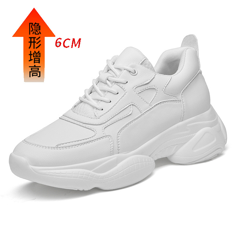 Zapatos de hombre invisible 8CM altura oculta aumento de nuevos zapatos de moda Zapatos blancos de suela gruesa zapatos de tacón alto papá zapatos deportivos casuales zapatos de una sola capa hombres