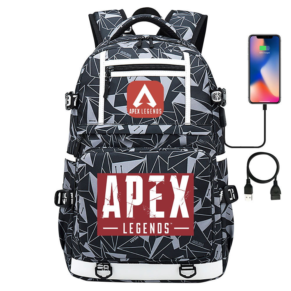 游戏APEX英雄印花USB青少年学生书包男女双肩背包休闲旅行背包