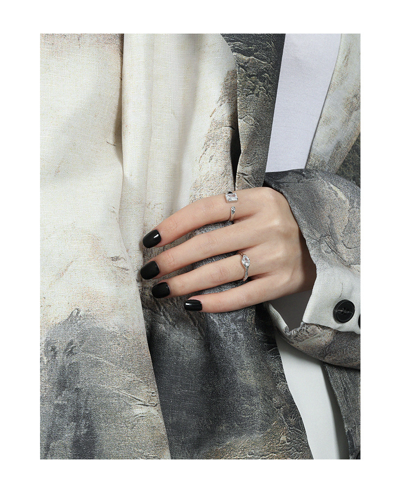 Fashion Square Sterling Silver Plating Inlay Artificial Gemstones Rings 1 Piece