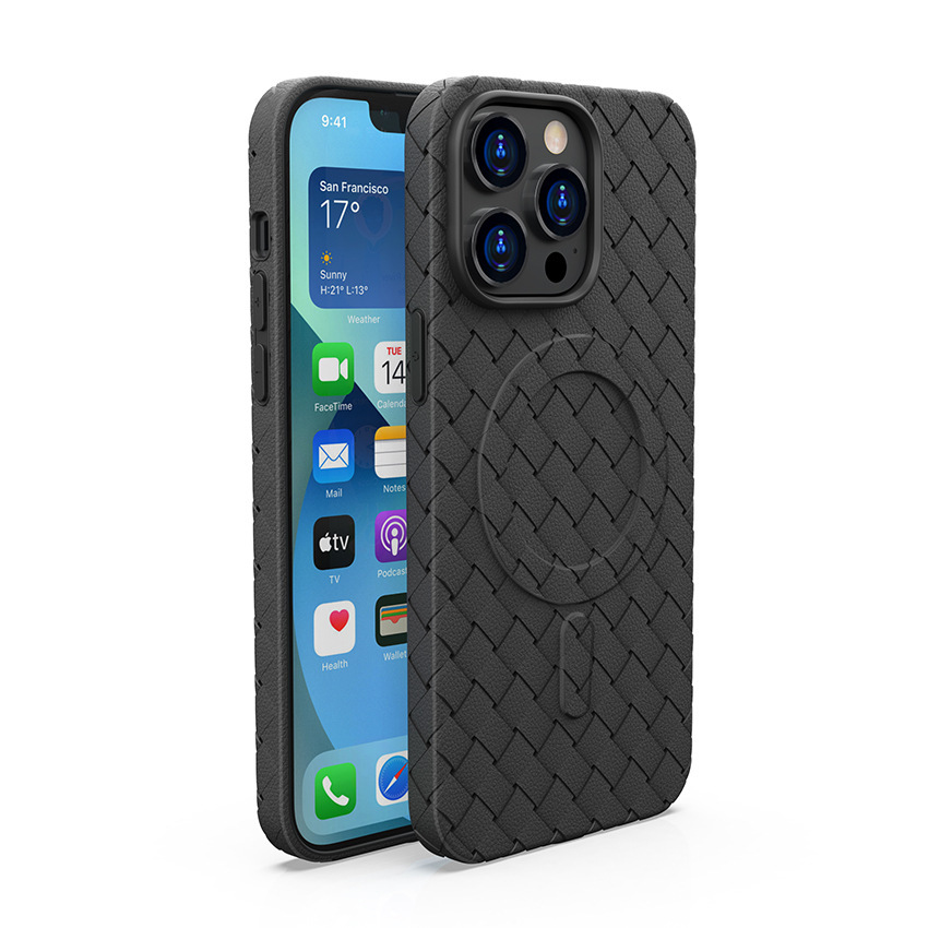 Disipación de calor tejido succión magnética aplicable iPhone14ProMax caja del teléfono móvil de Apple 13 ligero suave caso 12 funda protectora