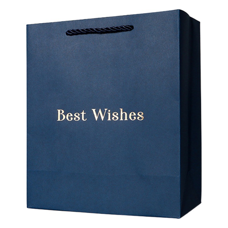En stock bolsa de regalo azul bolsa de papel portátil exquisitas compras bolsa de embalaje grande bolsa de regalo cosmético