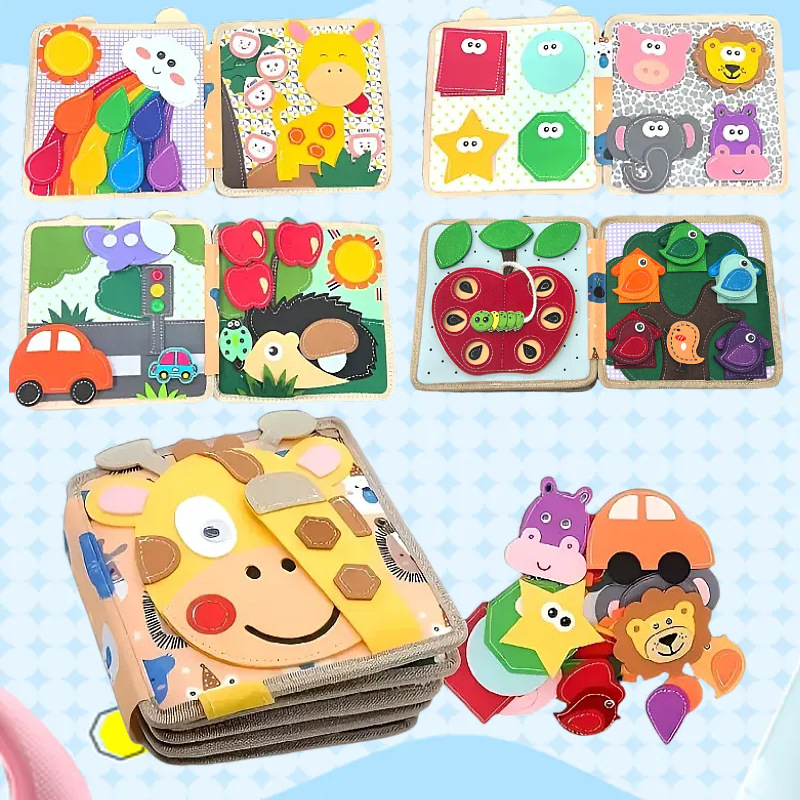 Educación temprana dibujos animados fieltro libro de tela transfronteriza Montessori bebé niños libro tranquilo Desarrollo Inteligencia Rainbow Book 3D ESTÉREO