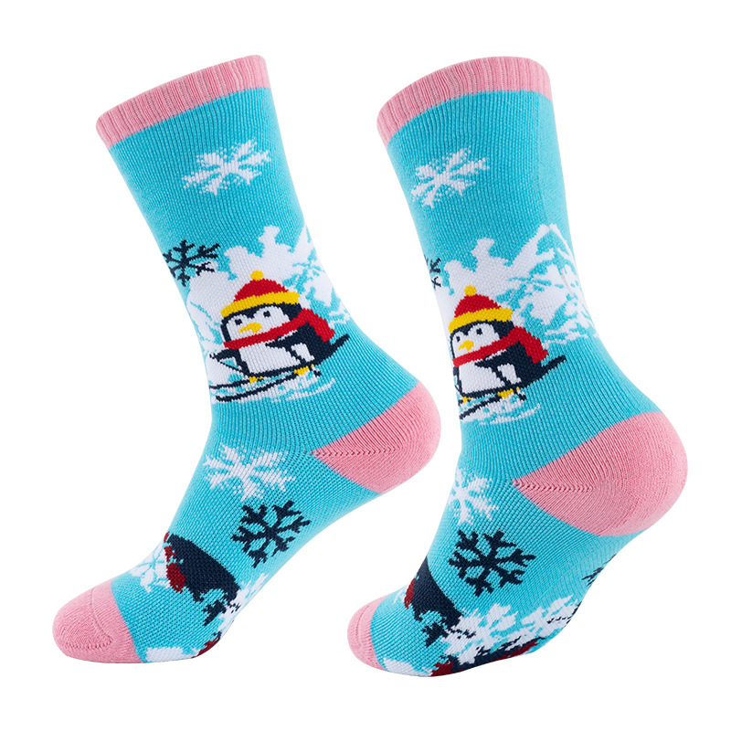 Amazon suministro transfronterizo calcetines de esquí para niños toalla inferior engrosada absorbente de sudor invierno deportes al aire libre calcetines largos calientes