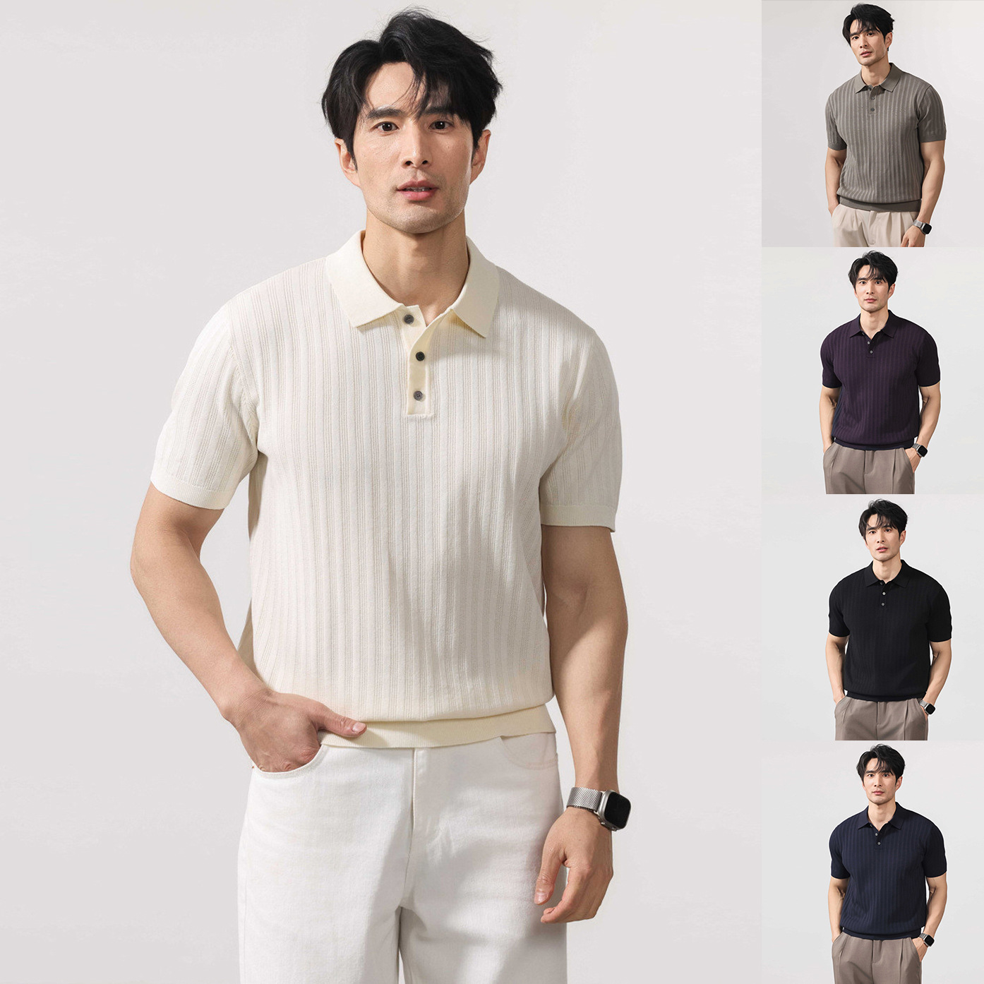 Polo camiseta de punto camiseta de manga corta hombre paolo anti-rayas vieja camiseta de negocios de verano fábrica transfronteriza al por mayor