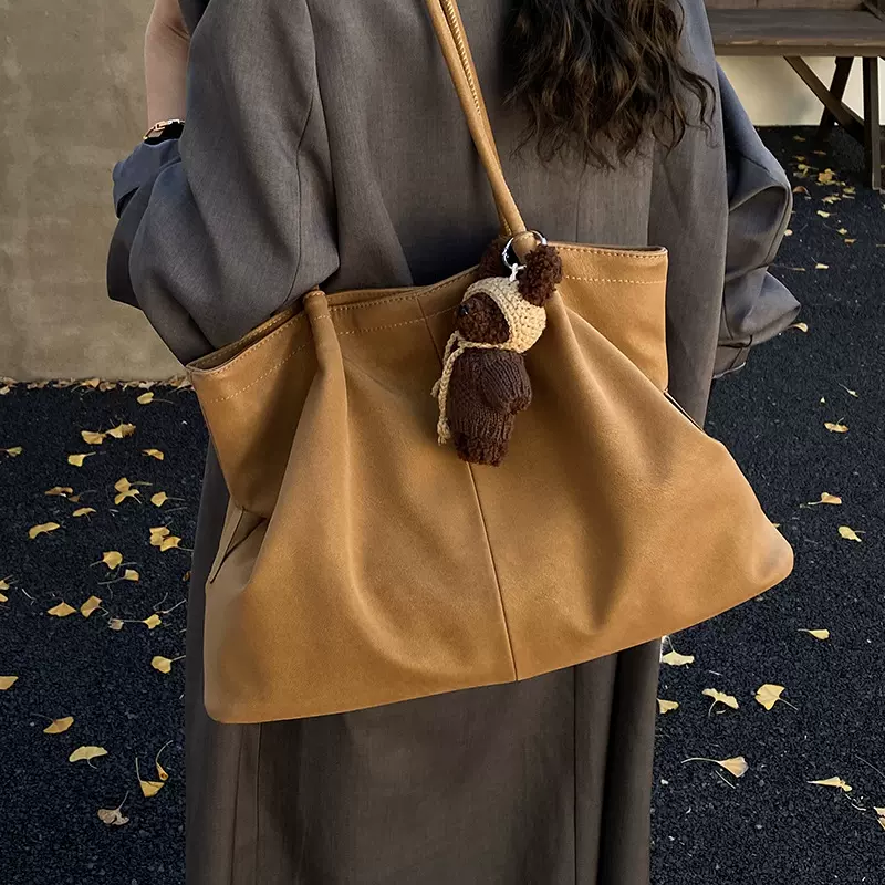 冬季复古大容量包包女士手提包2025新款简约托特包百搭单肩通勤包