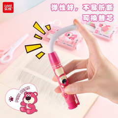 粉色小熊可愛按動橡皮擦批發學生推拉橡皮卡通2支替換芯廠家代發