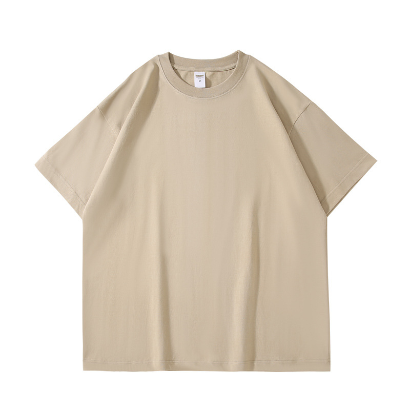 300g camiseta pesada de manga corta marca de moda para hombres y mujeres suelta camisa de fondo de algodón de media manga juvenil retro americana superior