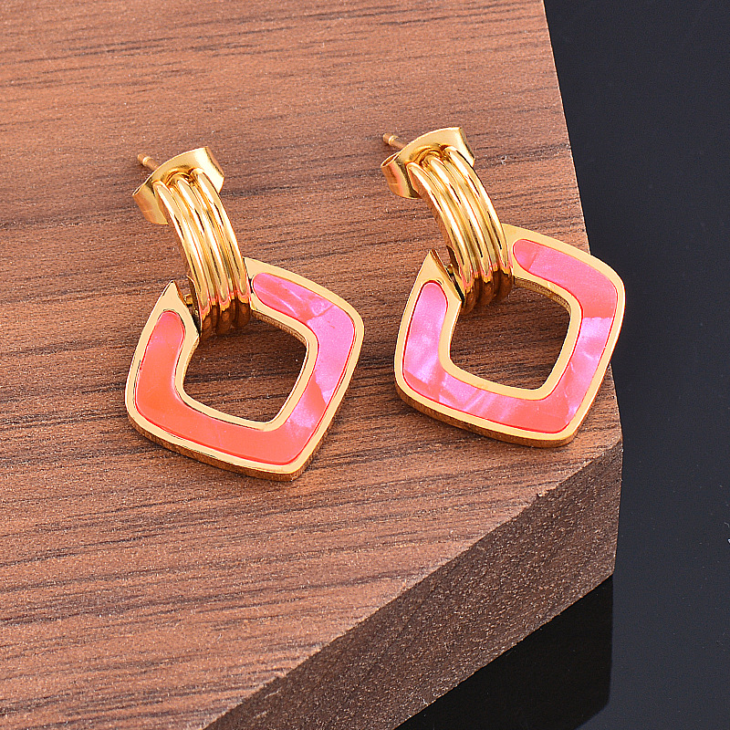 Fashion Square Arylic Titanium Steel Drop Earrings 1 Pair