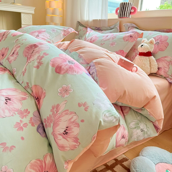 Flower Like Jade-Green [100% cotton brushed/thickened and warm/skin-friendly and soft]