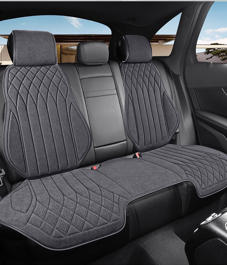 New Cross-Border Suede Semi-Enclosed Slim Waist Car Seat Cushion Wholesale Single Seat Double Seat Universal for All Seasons Multi-Piece Set