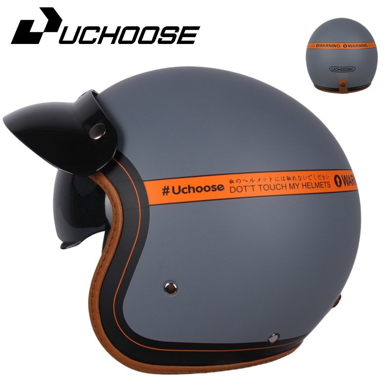 Motuoche – Retro Electric Motosiklet kaskı (dəbilqə) - emergency-gray-s