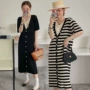 过膝条纹孕妇夏季裙子
