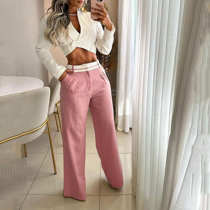 Women's Simple Style Solid Color Polyester Pocket Pants Sets display picture 2