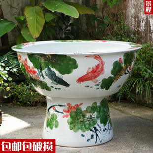 Jingdezhen Ceramic Fish Tank Floor-Standing Lotus Tank Bowl Lotus Tank Extra Large Turtle Tank Water Lily Large Water Tank Courtyard Guest D&