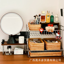 越南藤编收纳筐手工编织篮桌面零食化妆品收纳盒天然植物秋藤编织