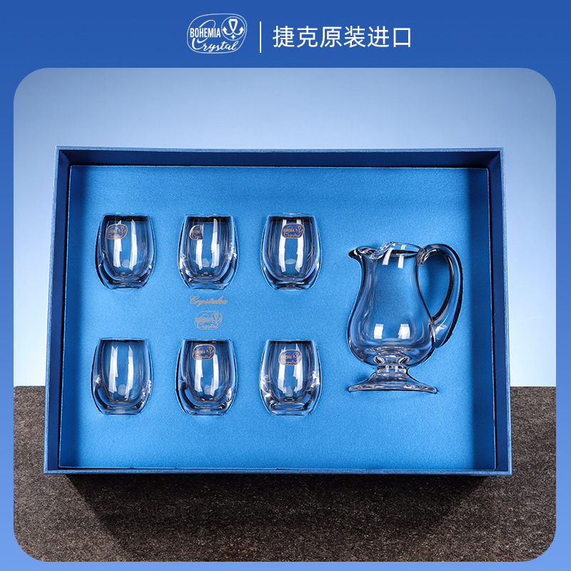 Juego de Copas de Vino Blanco de Cristal Importado de República Checa, Dispensador de Vino y Copas Pequeñas en Caja de Regalo, Personalización de Alta Gama image 8