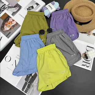 Elastic Waist Outdoor Sports Running Breathable Water-Repellent Moisture-Absorbent Quick-Drying Shorts Beach Pants for Women Summer 8065