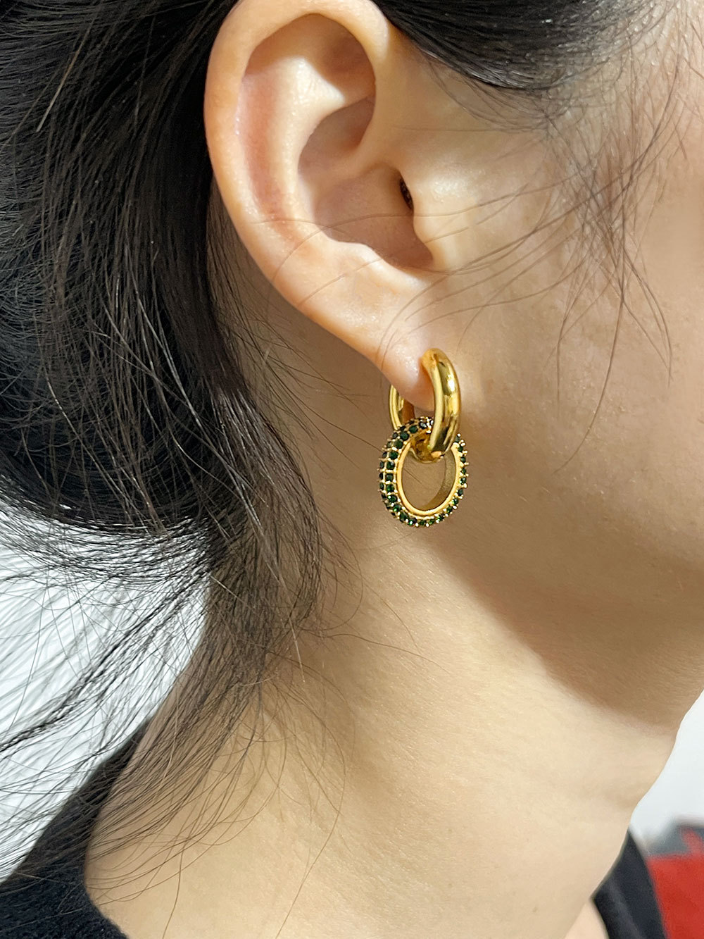 Daily Occasion 304 Stainless Steel Material PVD Coated Real Gold Plated 18K Gold Circle 304 Stainless Steel Fashion Waterproof Non Tarnish Drop Earrings