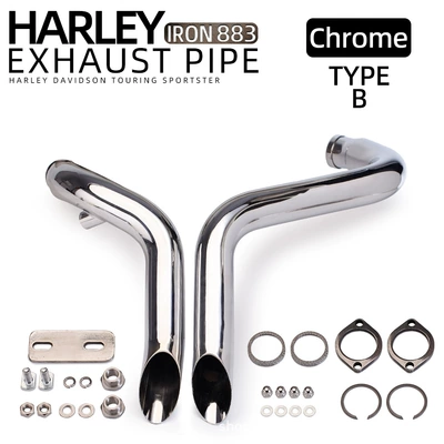 Harley exhaust pipe VH straight Motorcycle exhaust pipe - electroplated-silver