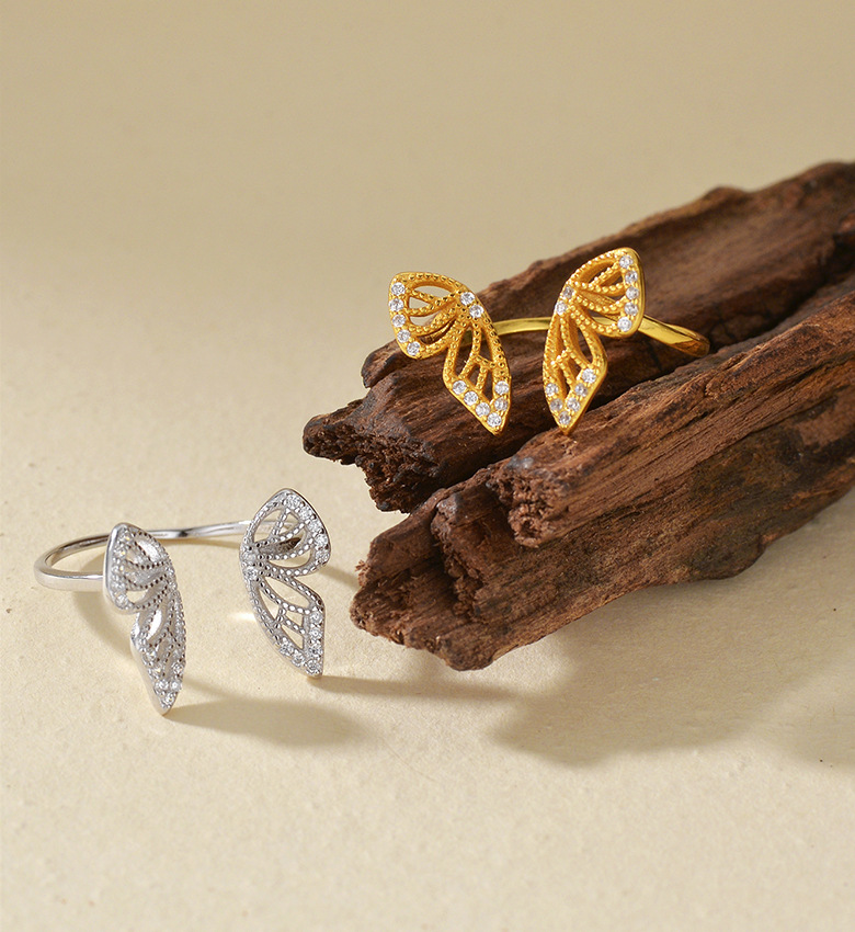 Open Rings Classification 925 Sterling Silver Zircon Butterfly Open Rings 925 Sterling Silver Rings