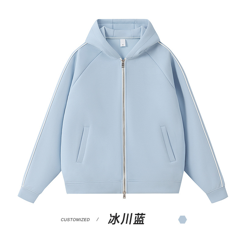 400g重磅液态棉潮牌落肩宽松插肩袖开衫外套秋冬连帽拉链男女卫衣|undefined
