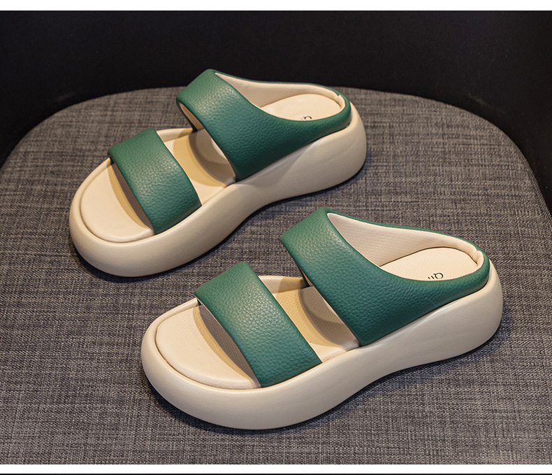 Sandal nữ quai ngang đế dày mũi tròn da thật mềm mại — M 2361m màu, M2361 màu xanh lá cây, M2361 màu tím, M2361 màu vàng chi tiết 13