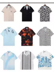 New European and American Trendy Brand Flocked Pra Full-Print Da Velcro Pula Short-Sleeved Shirts for Men and Women Half-Sleeved Shirts