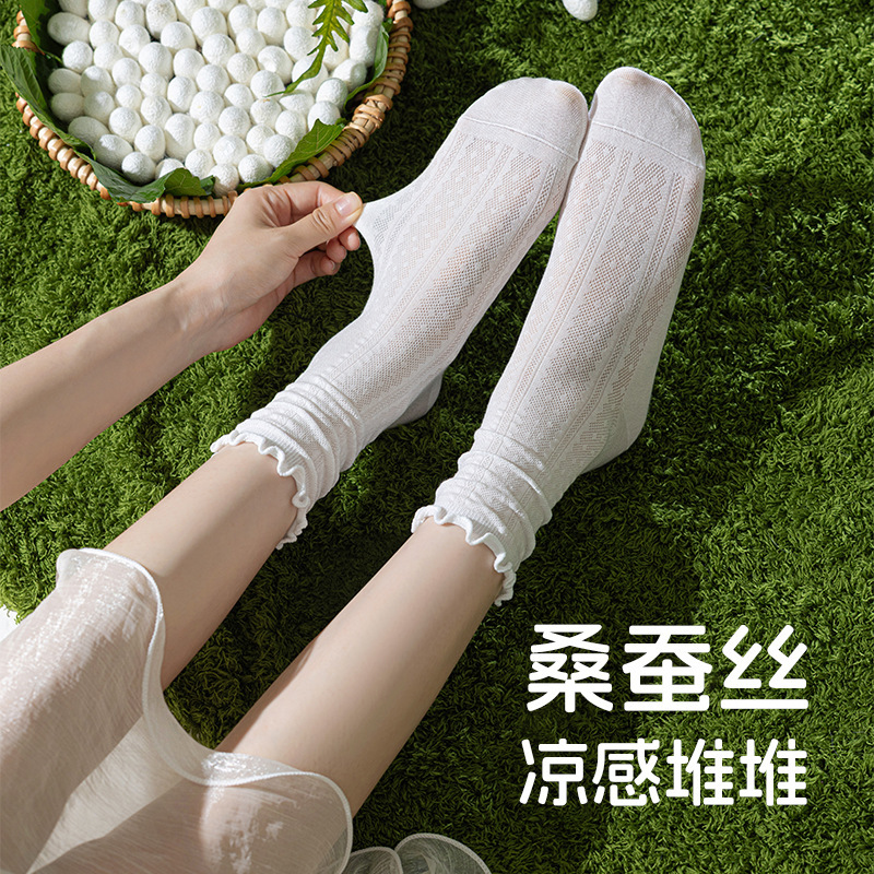 Acheng's Wholesale Silk Socks for Women, Spring and Summer Seamless Thin Mesh Breathable Ballet-Style Slouch Socks Acheng's Wholesale Silk Socks for Women, Spring and Summer Seamless Thin Mesh Breathable Ballet-Style Slouch Socks