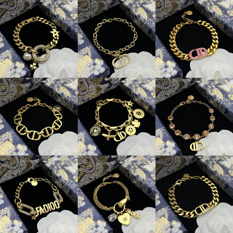 D&G Heart-Shaped Diamond-Studded Double-Layer Bracelet for Women, Same Style as on Xiaohongshu, Cuban Chain Brass Wholesale Crystal Koi