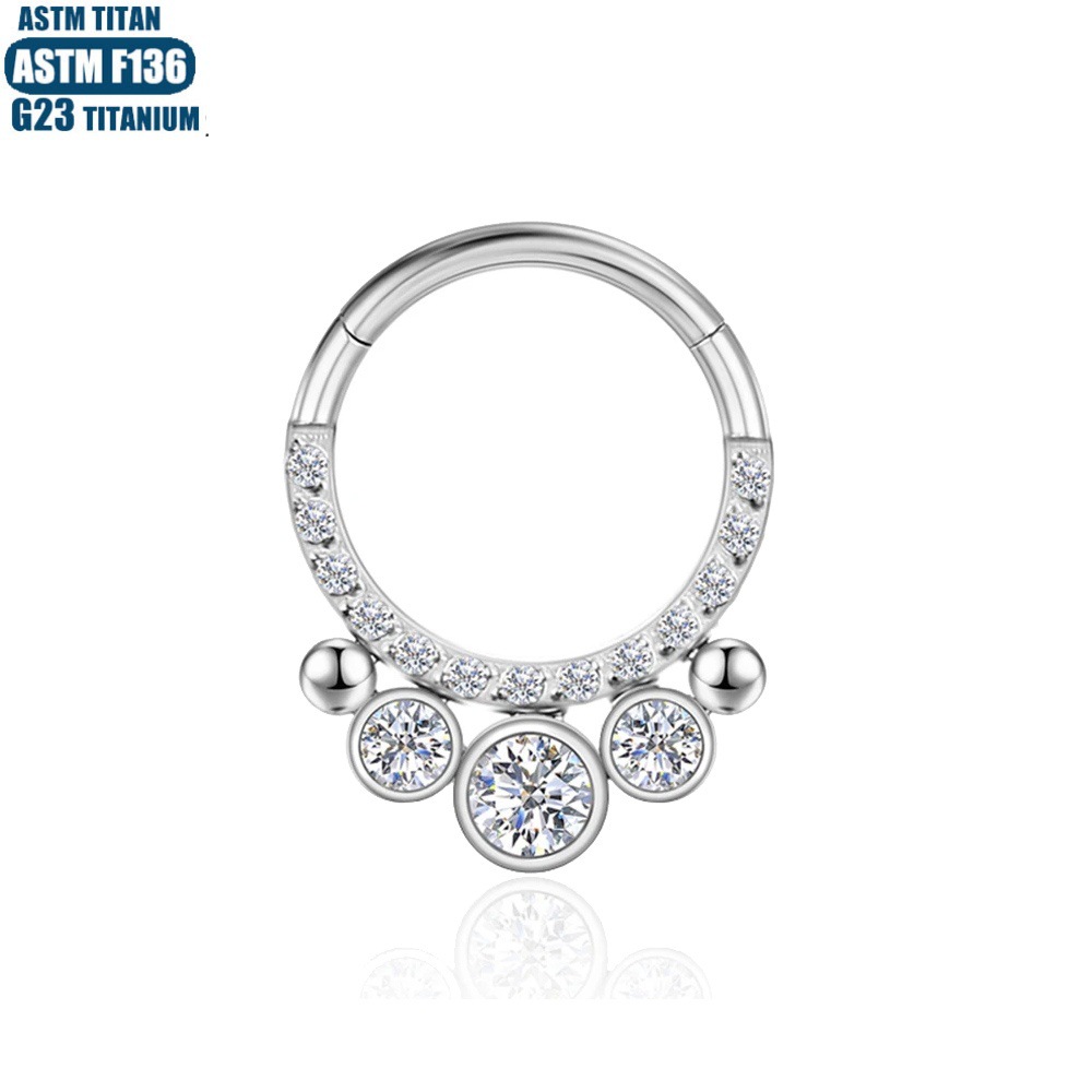 Silver pointed spike labret stud material detail